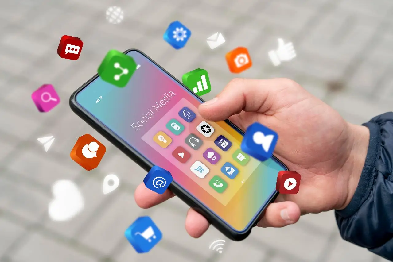 social media icons on smartphone