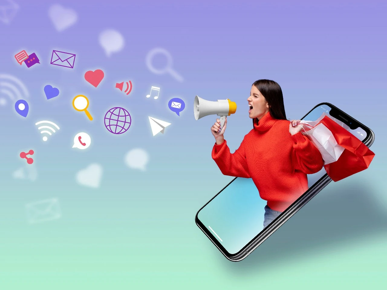 human showing digital marketing channels