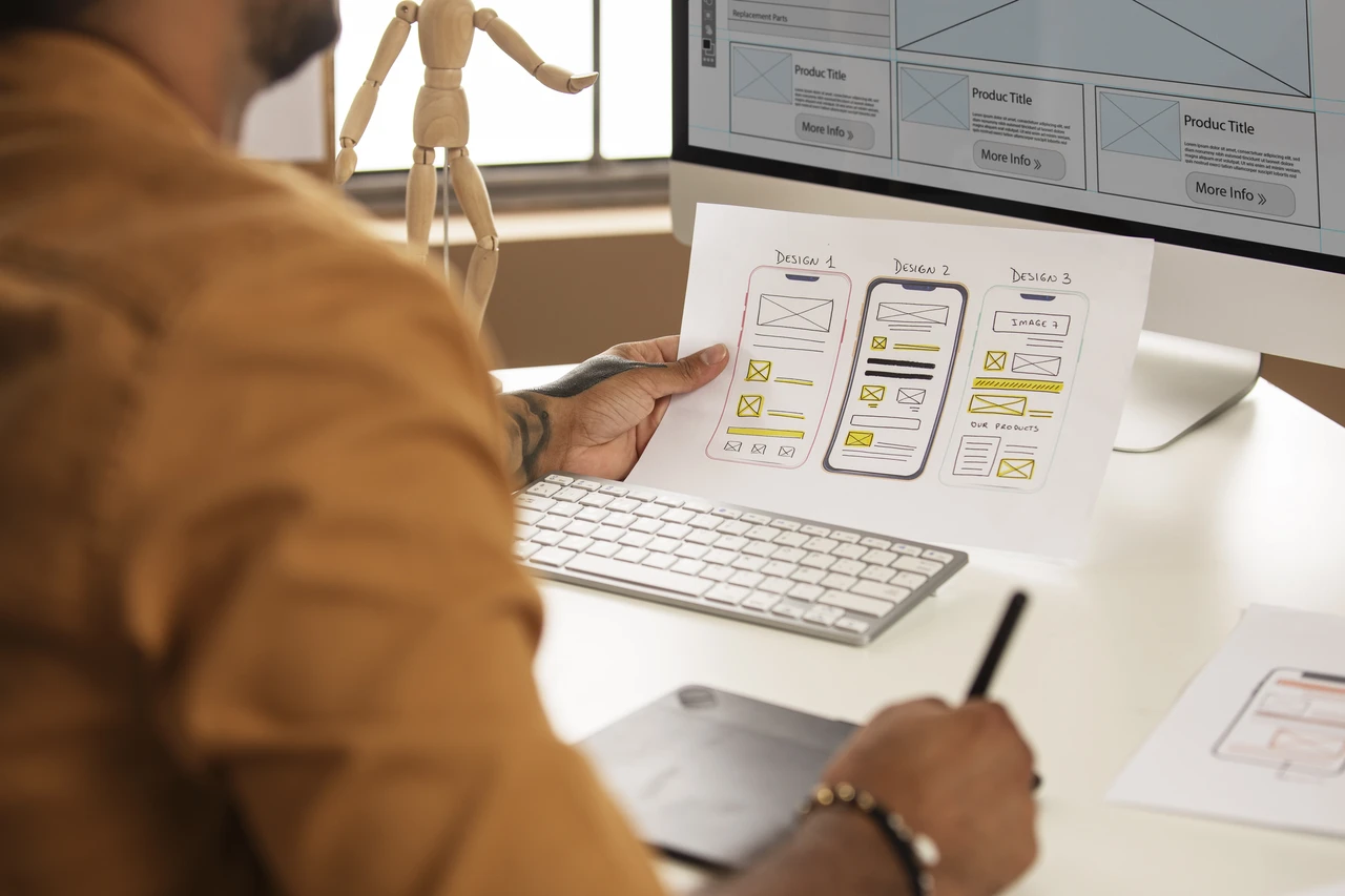 Mobile app design and development process for user interface.