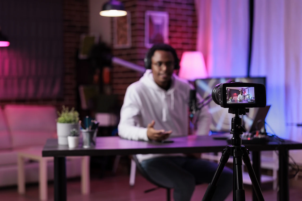 Content creator developing video marketing strategy for social media.