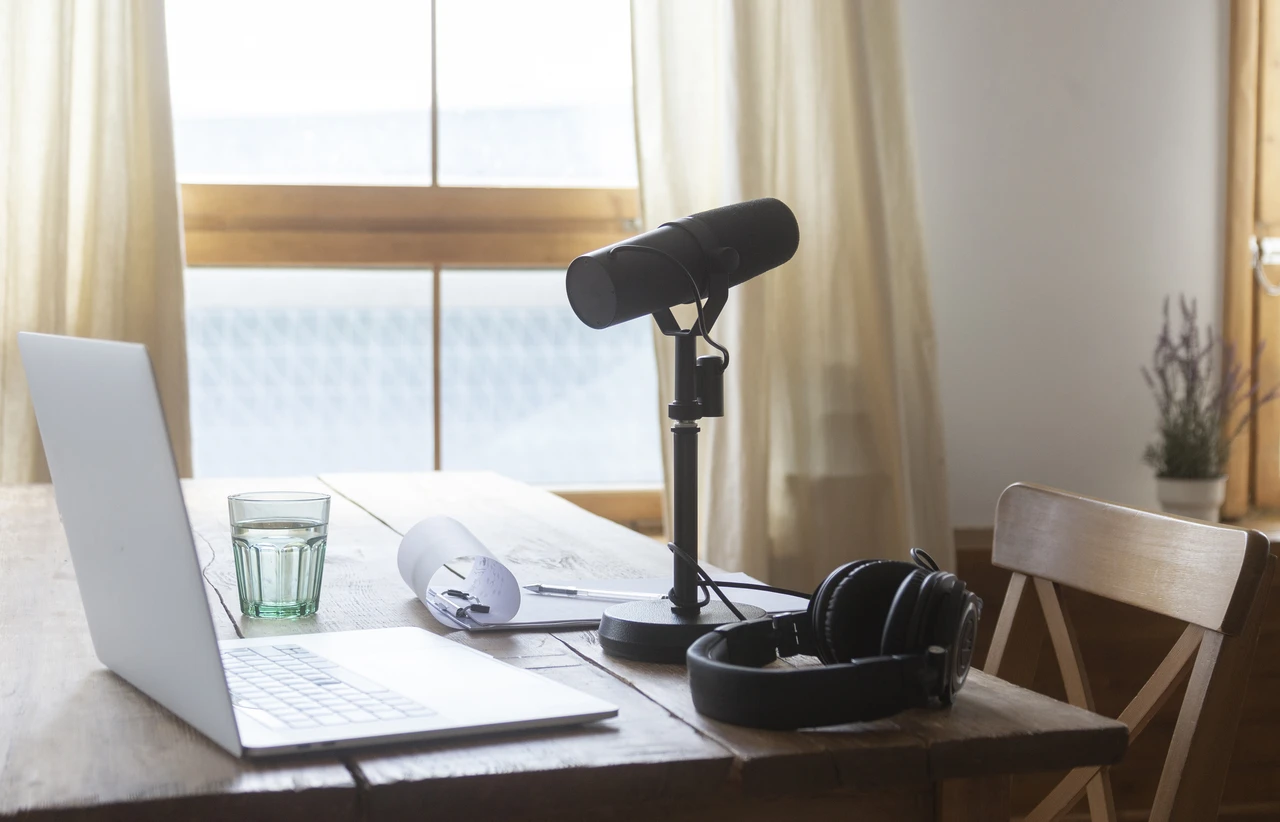 Podcast recording setup for content creation and digital marketing.