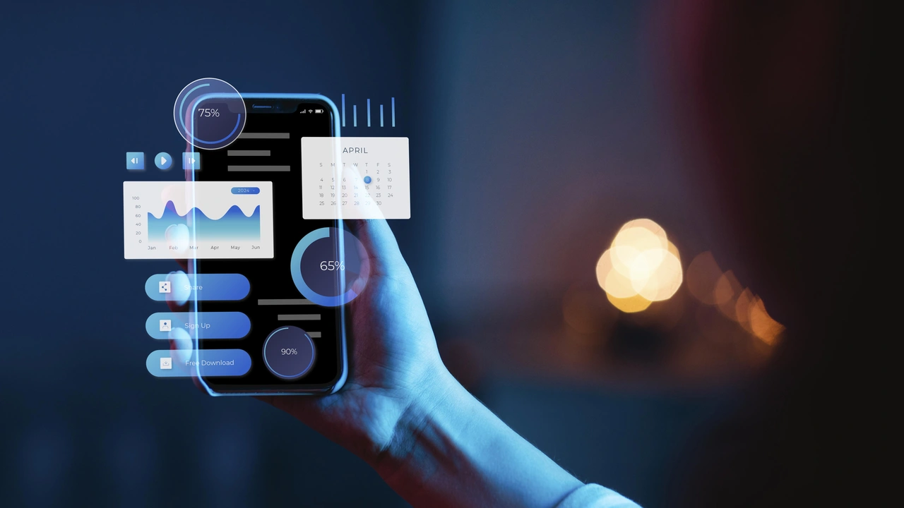 Mobile dashboard analytics providing business performance insights.