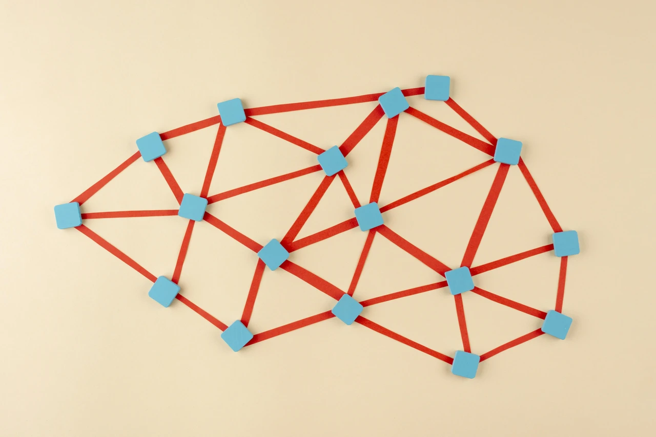 Strategic network connections improving organizational collaboration and synergy.